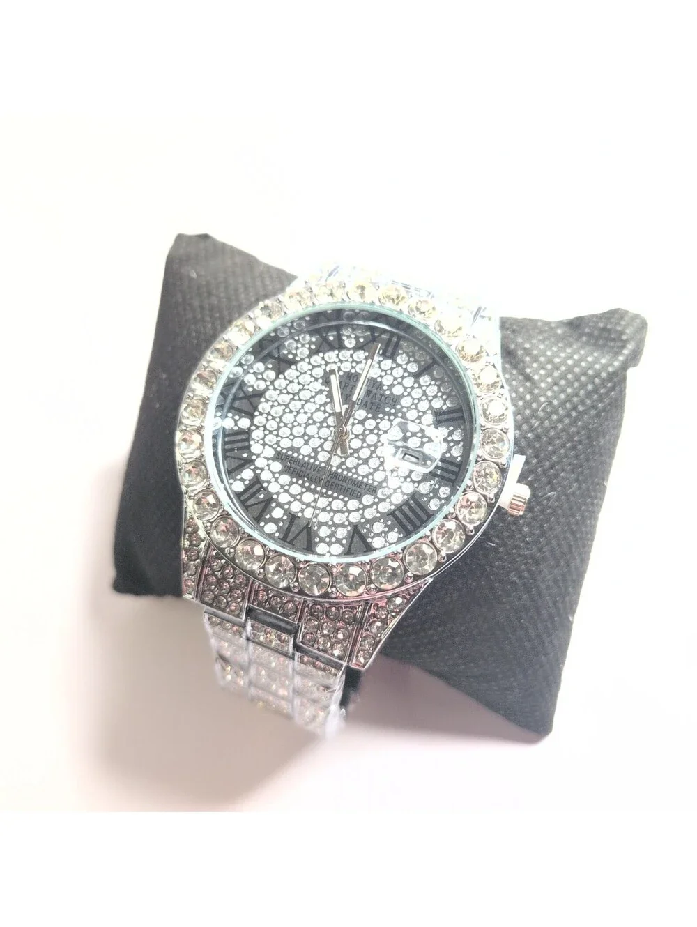 Moissanite Simulated - Men's Iced Out Watch 42mm - Silver Color – Gift
